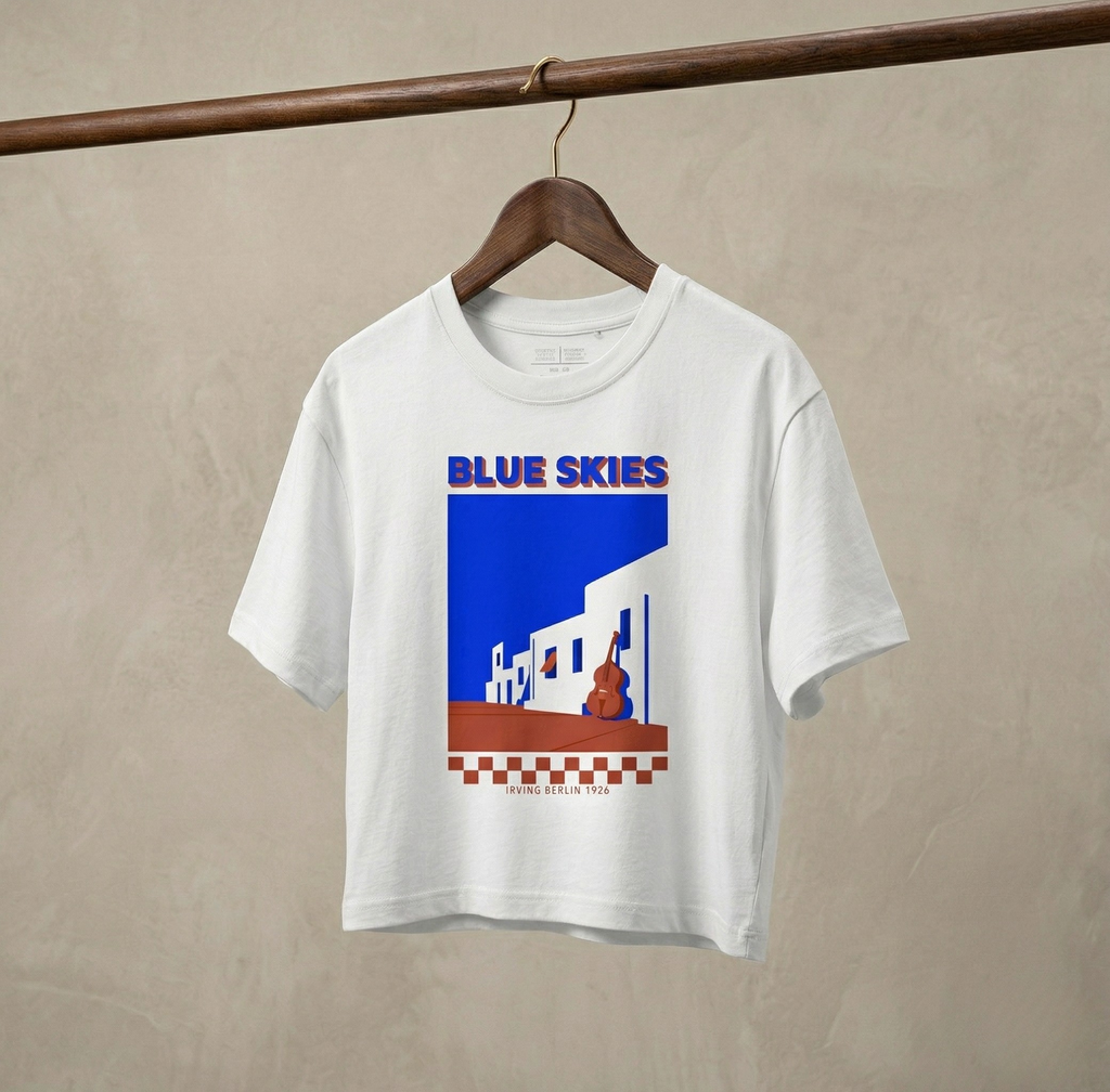 BUE SKIES | Camiseta Crop (blanco)
